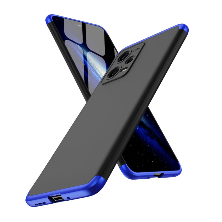 GKK Three Stage Splicing Full Coverage PC Phone Case for Xiaomi Redmi Note 12 5G (Black Blue)