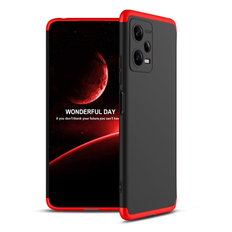 Xiaomi Redmi Note 12 5G Global GKK Three Stage Splicing Full Coverage PC Phone Case (Black Red)