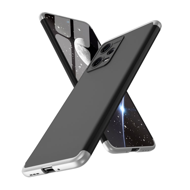 GKK Three Stage Splicing Full Coverage PC Phone Case for Xiaomi Redmi Note 12 5G Global (Black Silver)