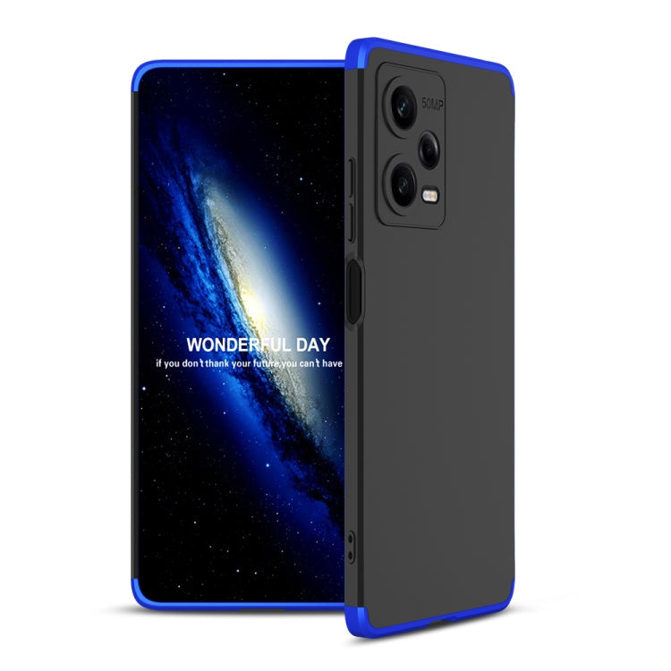 GKK Three Stage Splicing Full Coverage PC Phone Case for Xiaomi Redmi Note 12 Pro 5G (Black Blue)
