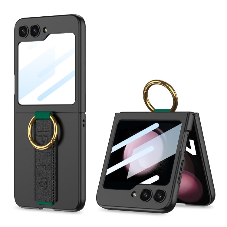 Samsung Galaxy Z Flip5 G Ultrathin Shockproof Phone Case with Ring Wrist Strap - Black