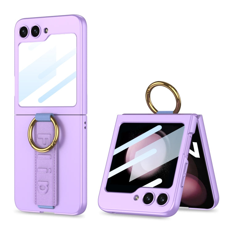 GKK Integrated Ultrathin Shockproof Phone Case with Ring Wrist Strap for Samsung Galaxy Z Flip5 (Purple)
