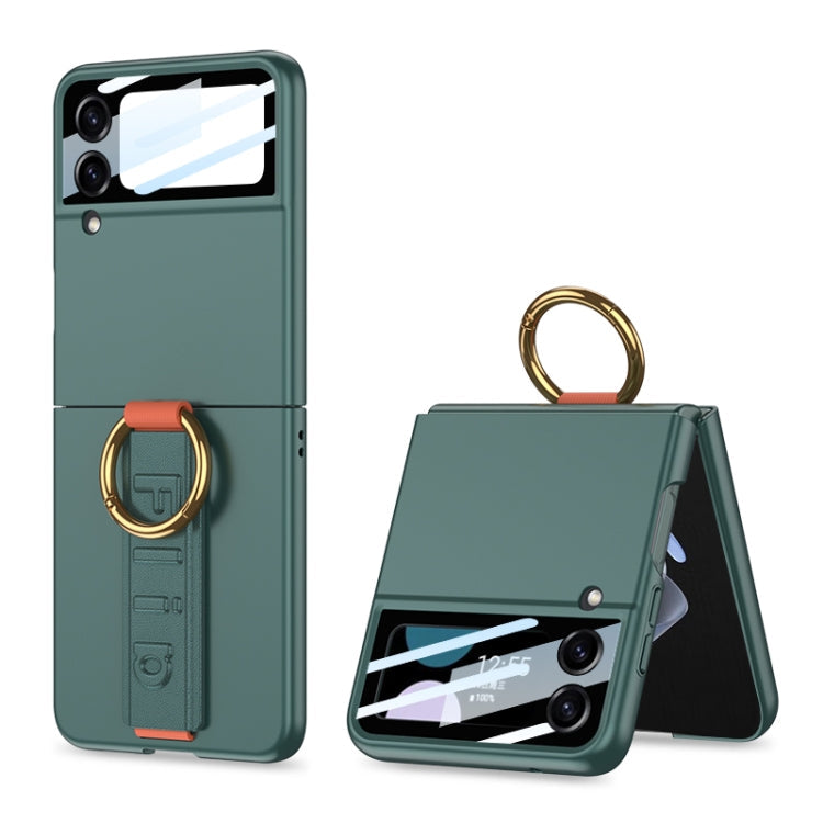 Samsung Galaxy Z Flip4 5G GKK Shockproof Phone Case with Ring Strap - Green