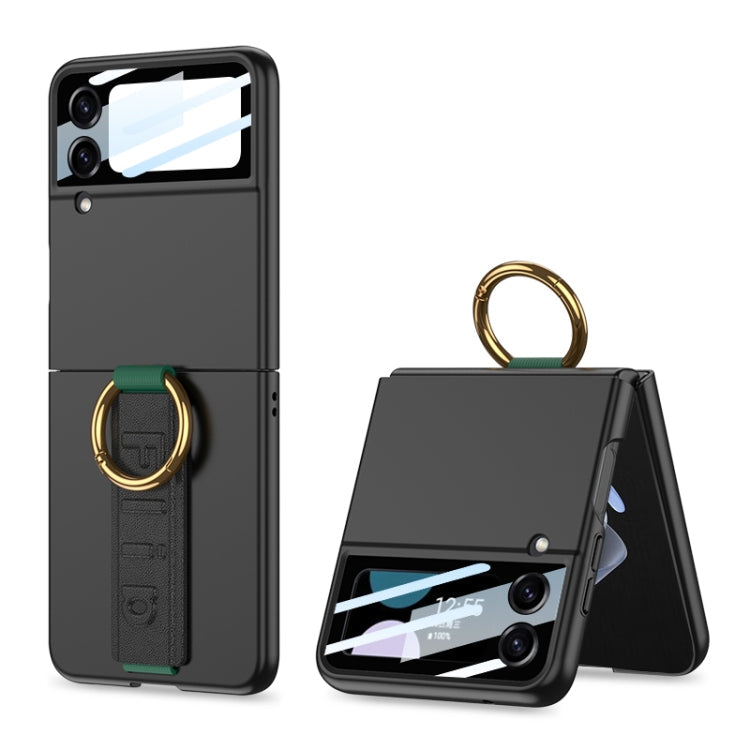 GKK Integrated Ultrathin Shockproof Phone Case with Ring Wrist Strap for Samsung Galaxy Z Flip4 5G (Black)