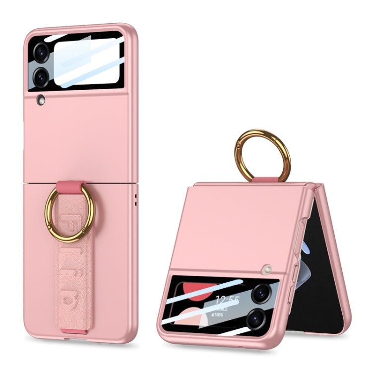 GKK Integrated Ultrathin Shockproof Phone Case with Ring Wrist Strap for Samsung Galaxy Z Flip4 5G (Pink)