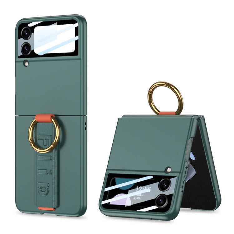 GKK Integrated Ultrathin Shockproof Phone Case with Ring Wrist Strap for Samsung Galaxy Z Flip3 5G in Green