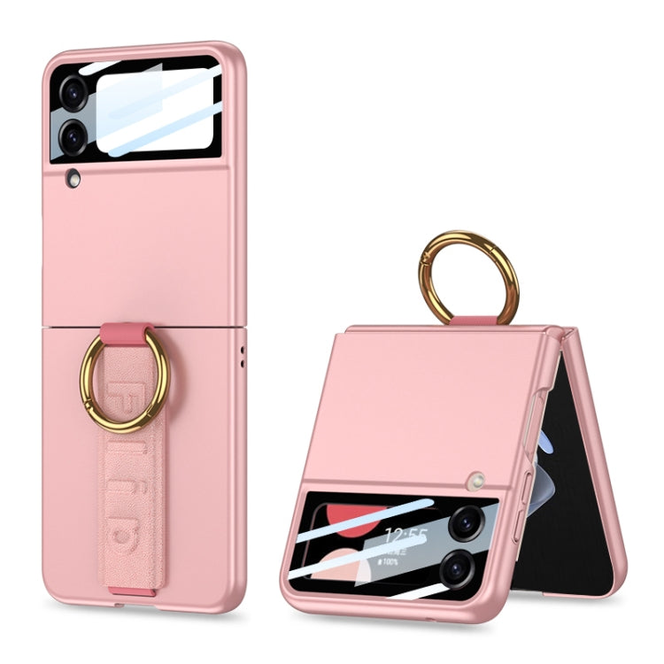 GKK Integrated Ultrathin Shockproof Phone Case with Ring Wrist Strap for Samsung Galaxy Z Flip3 5G (Pink)