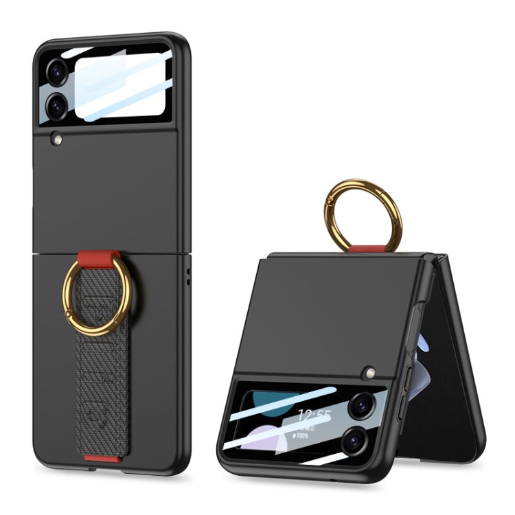 Carbon Fiber Shockproof Phone Case with Ring Wrist Strap for Samsung Galaxy Z Flip3 5G