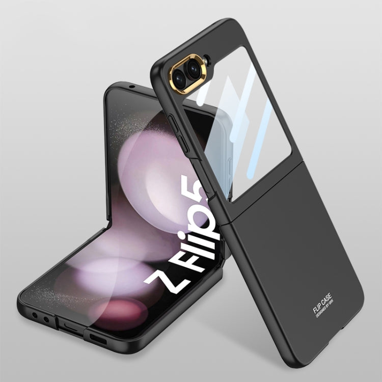 GKK Integrated Ultra-thin Electroplating Lens Frame Phone Case for Samsung Galaxy Z Flip5 (Black)