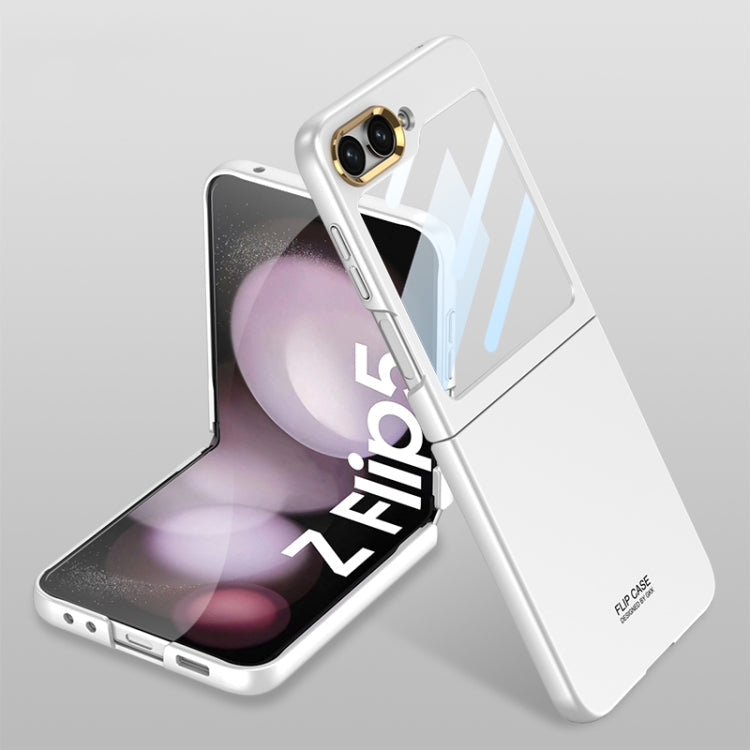 Ultra-thin Electroplating Lens Frame Phone Case for Samsung Galaxy Z Flip5 GKK (Silver)