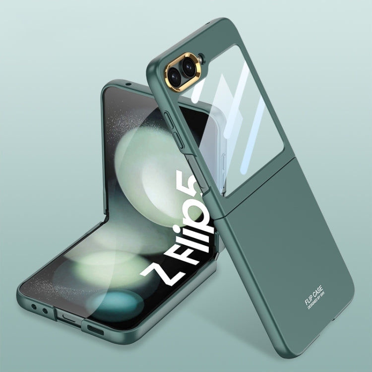 Green Ultra-thin Electroplating Lens Frame Phone Case for Samsung Galaxy Z Flip5 GKK Integrated