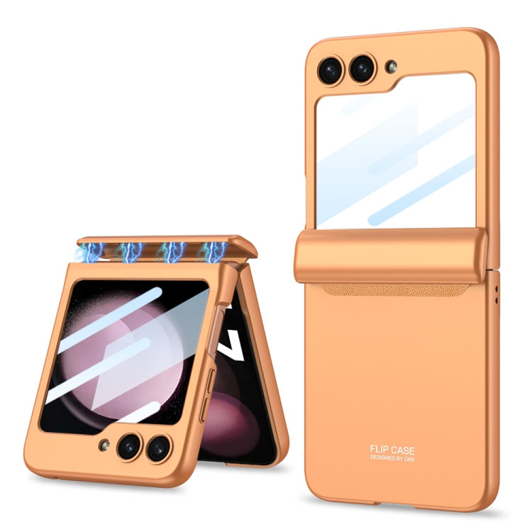 GKK Integrated Magnetic Full Coverage Folding Phone Case for Samsung Galaxy Z Flip 5G (Orange)