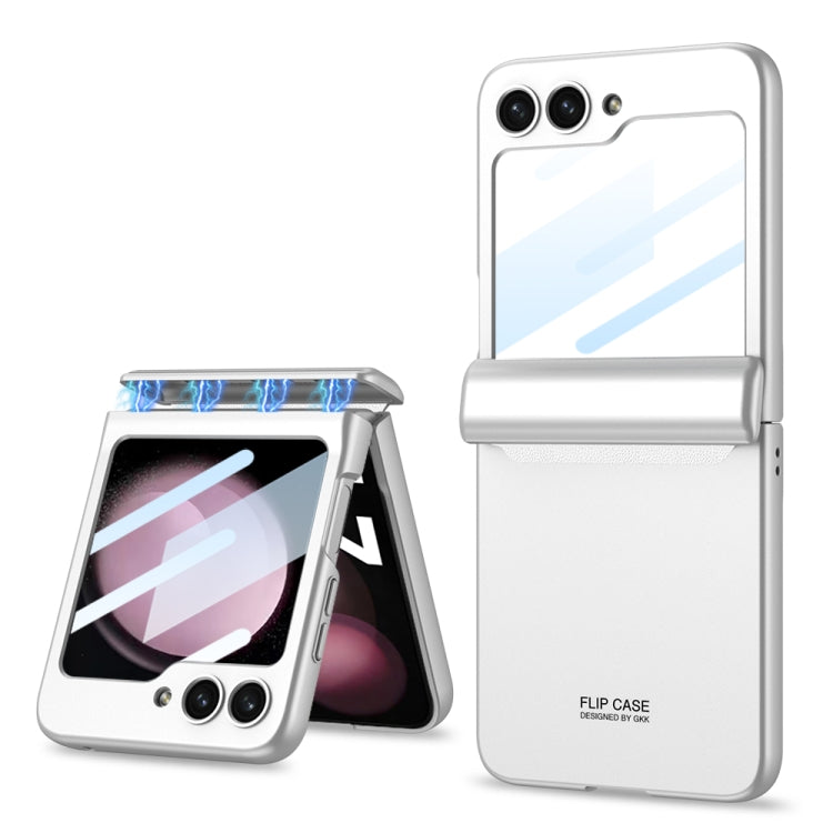 GKK Integrated Magnetic Full Coverage Folding Phone Case for Samsung Galaxy Z Flip5 (Silver)