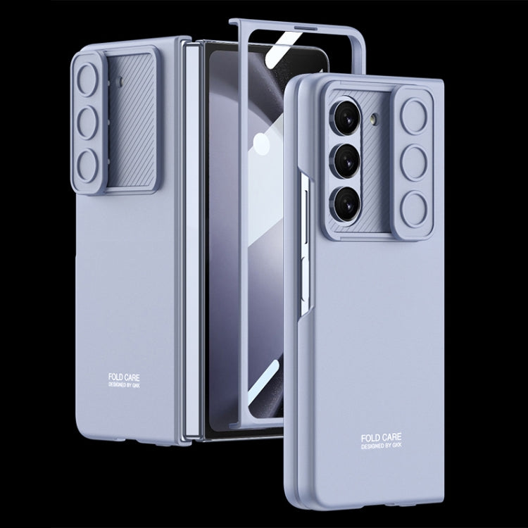 GKK Integrated Ultra-thin Sliding Camshield Flip Phone Case for Samsung Galaxy Z Fold5 (Light Blue)