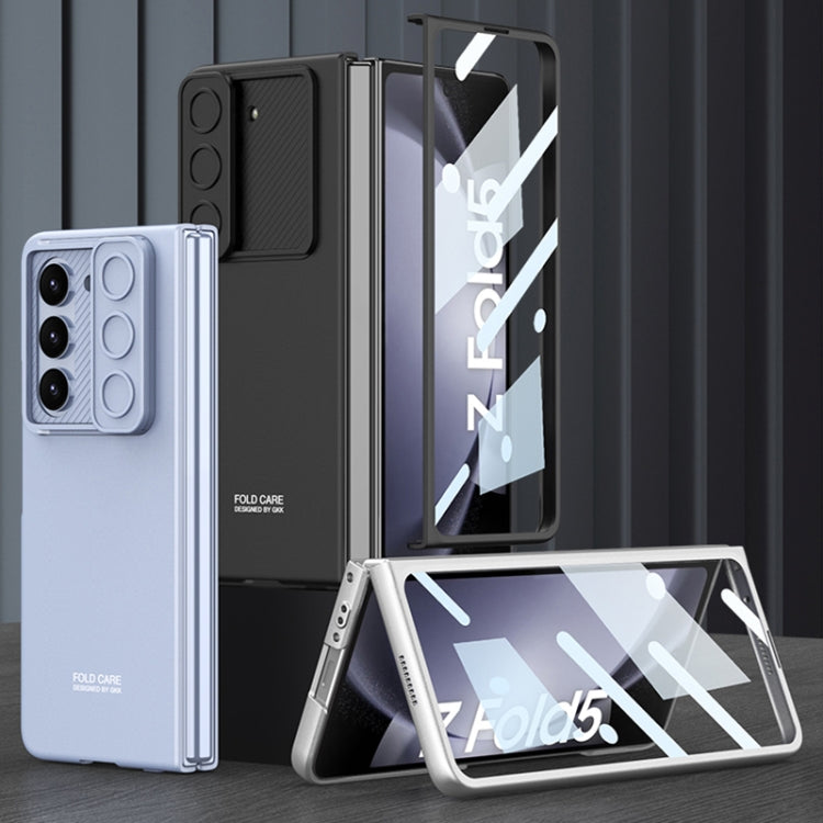 Samsung Galaxy Z Fold5 GKK Integrated Ultra-thin Sliding Camshield Flip Phone Case (Silver)