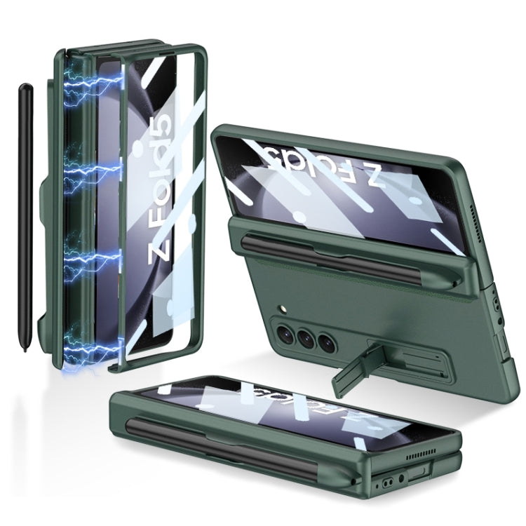 GKK Night Green Magnetic Fold Hinge Phone Case for Samsung Galaxy Z Fold5 with Pen Slots