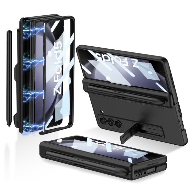 Samsung Galaxy Z Fold5 GKK Full Coverage Magnetic Fold Hinge Phone Case with Pen Slots(Black)