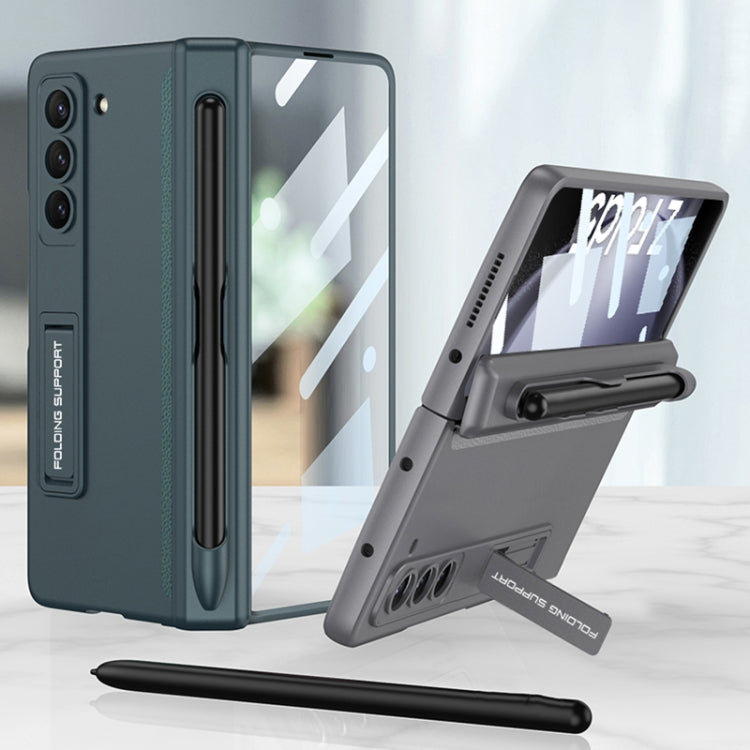 Samsung Galaxy Z Fold5 GKK Silver Magnetic Fold Hinge Phone Case with Pen Slots