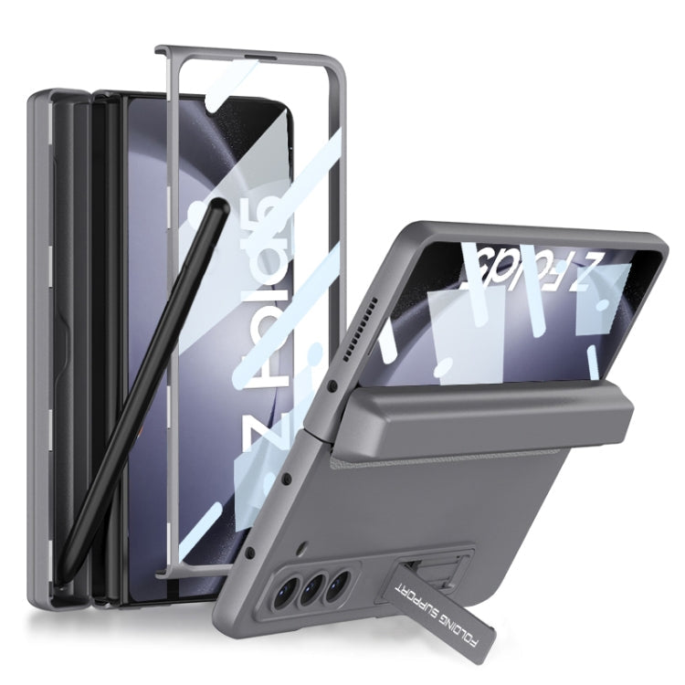 Samsung Galaxy Z Fold5 GKK Magnetic Full Coverage Phone Flip Case with Pen Box (Grey)