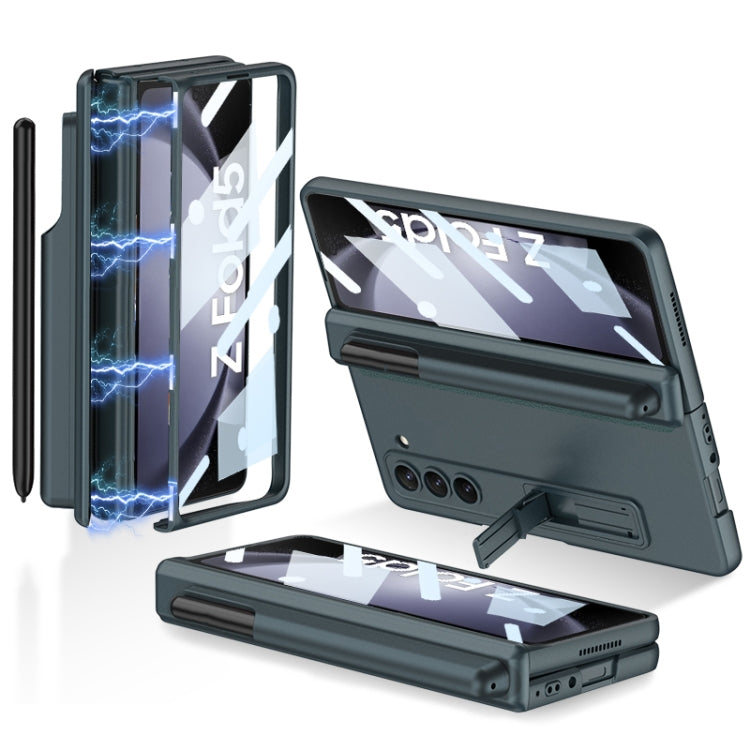 Samsung Galaxy Z Fold5 GKK Magnetic Full Coverage Phone Flip Case with Pen Holder (Green)