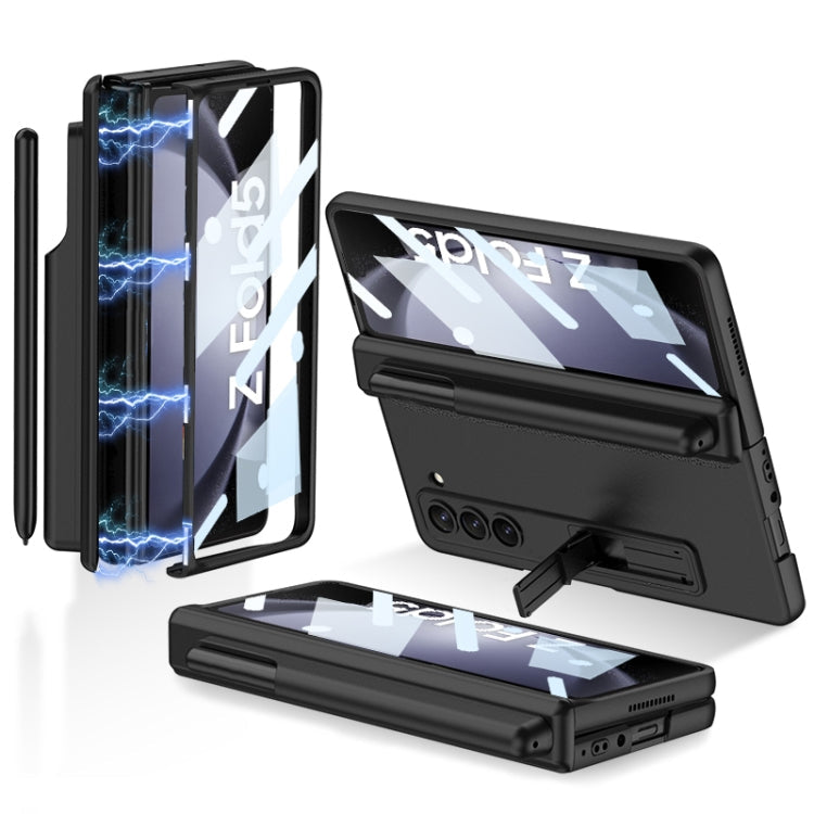 Samsung Galaxy Z Fold5 GKK Magnetic Full Coverage Phone Flip Case with Pen Holder (Black)
