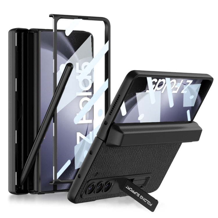 Samsung Galaxy Z Fold5 GKK Magnetic Flip Leather Phone Case with Pen Box (Cross Texture)