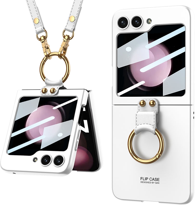 Silver Ultra-thin PC Full Coverage Ring Holder Phone Case for Samsung Galaxy Z Flip5 G