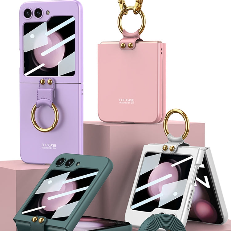 GKK Ultra-thin PC Full Coverage Ring Holder Phone Case for Samsung Galaxy Z Flip5 (Purple)