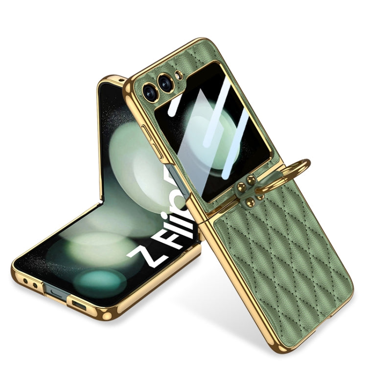 Samsung Galaxy Z Flip5 GKK Plated Phone Case with Ring (Matcha Green)