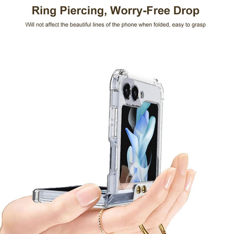 Samsung Galaxy Z Flip5 GKK MagSafe Airbag Hinge Shockproof Phone Case with Ring Holder (Transparent)