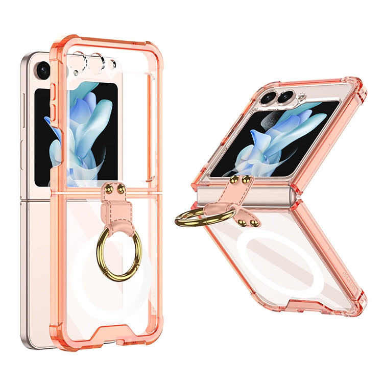 Samsung Galaxy Z Flip5 GKK Orange MagSafe Airbag Hinge Shockproof Phone Case with Ring Holder