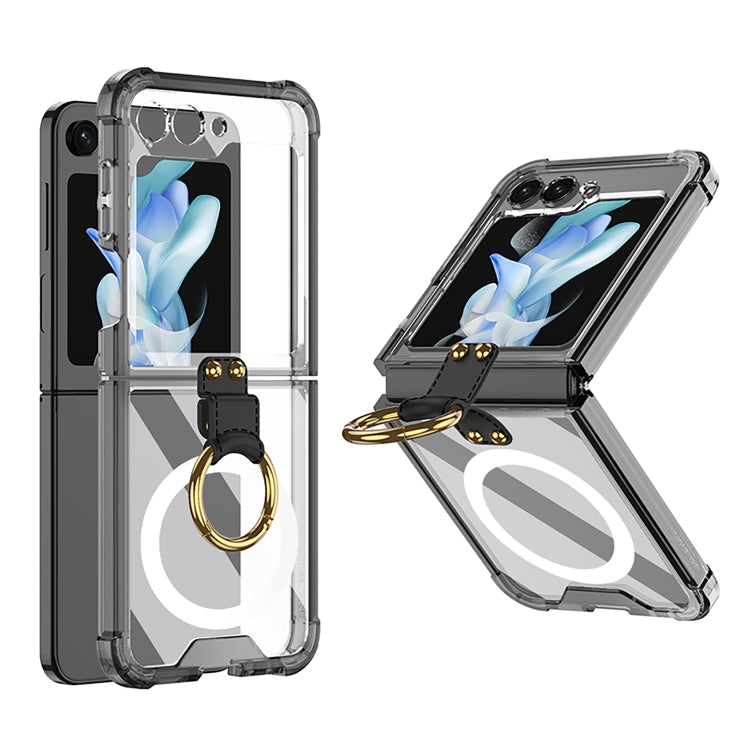 GKK MagSafe Airbag Hinge Shockproof Phone Case with Ring Holder for Samsung Galaxy Z Flip5 (Black)