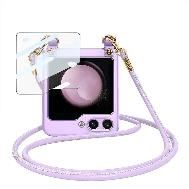 GKK Cross-body Ultra-thin PC Phone Case for Samsung Galaxy Z Flip5 with Strap (Purple)
