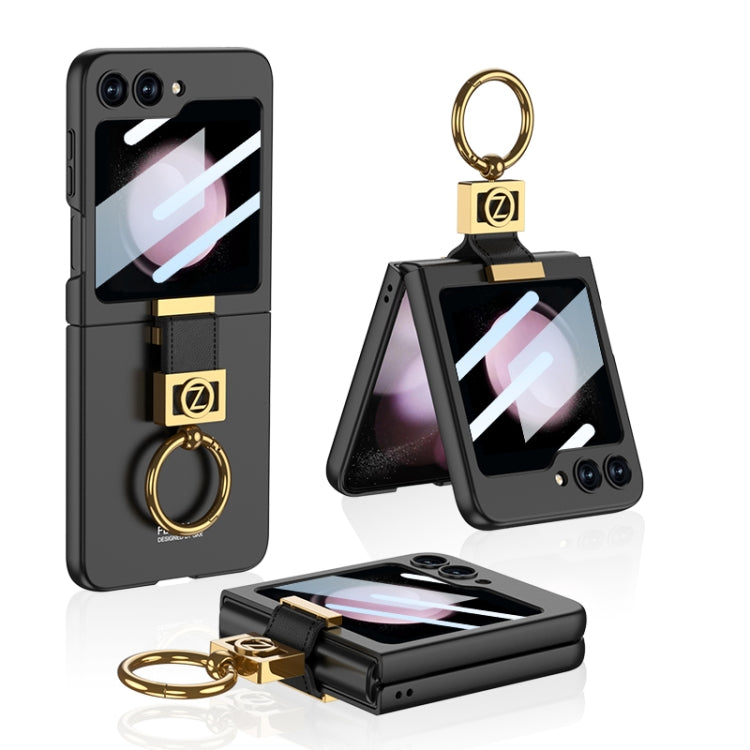 GKK Ultra-thin Z Ring Holder PC Phone Case for Samsung Galaxy Z Flip5 (Black)