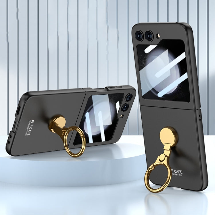 GKK Ultra-thin Triaxial Ring Holder PC Phone Case for Samsung Galaxy Z Flip5 - Black