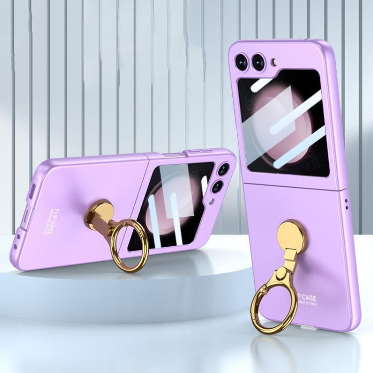 GKK Ultra-thin Triaxial Ring Holder PC Phone Case for Samsung Galaxy Z Flip5 (Purple)