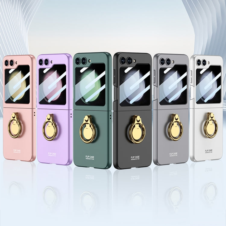 GKK Ultra-thin Triaxial Ring Holder PC Phone Case for Samsung Galaxy Z Flip5 (Purple)