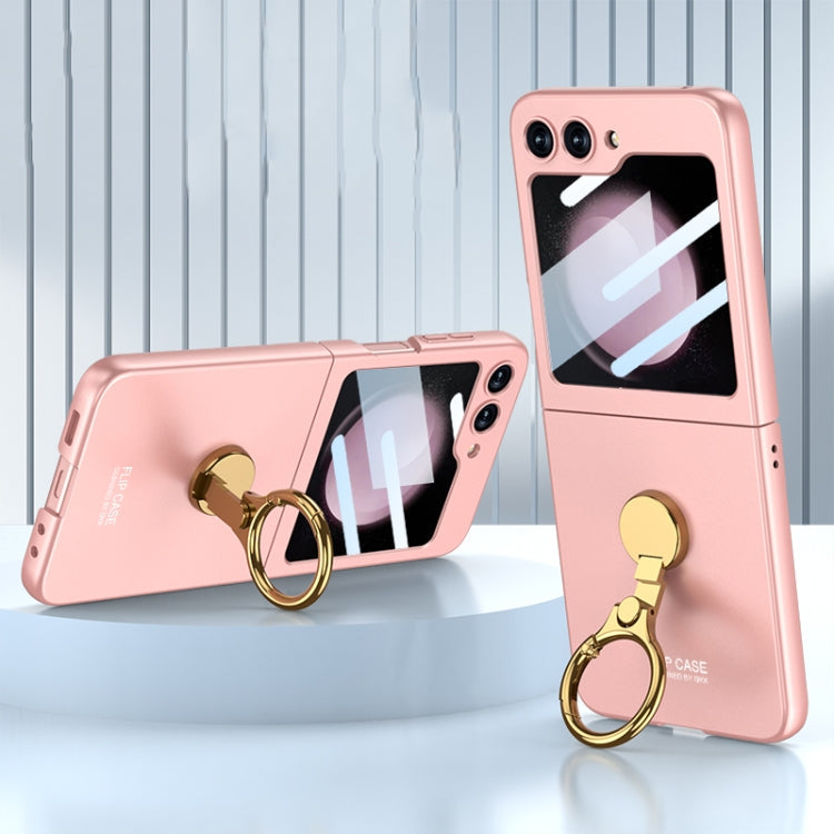 GKK Ultra-thin Triaxial Ring Holder PC Phone Case for Samsung Galaxy Z Flip5 - Pink