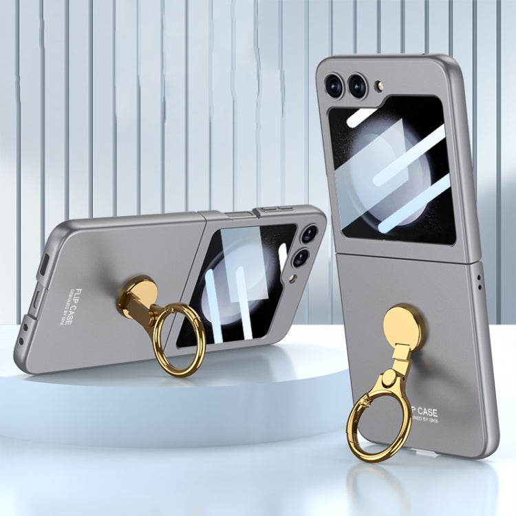 GKK Ultra-thin Triaxial Ring Holder PC Phone Case for Samsung Galaxy Z Flip5 G (Grey)