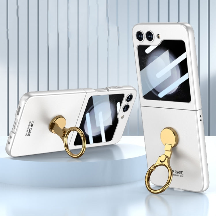 GKK Ultra-thin Triaxial Ring Holder PC Phone Case for Samsung Galaxy Z Flip5 (Silver)