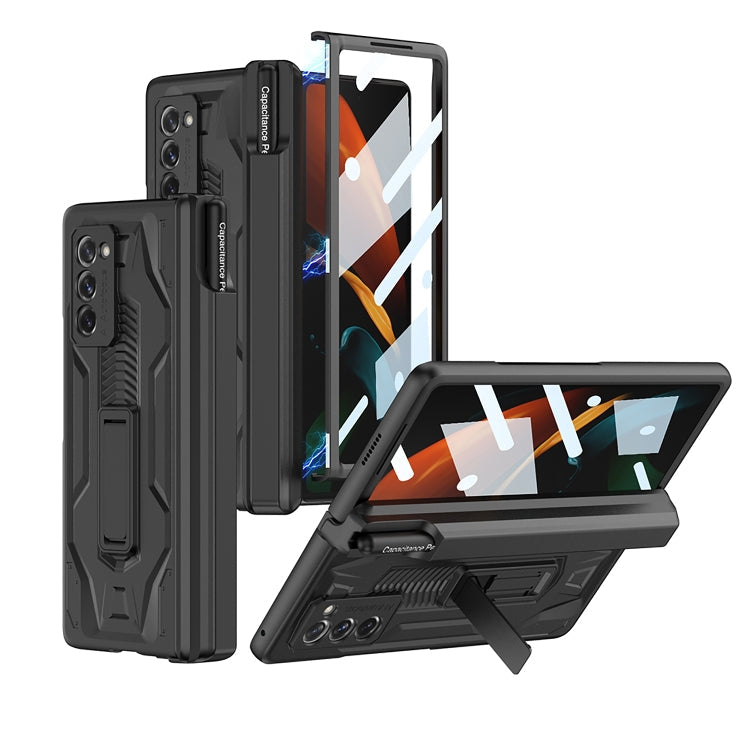 GKK Black Folding Battle Shell PC Phone Case for Samsung Galaxy Z Fold2 with Pen Box