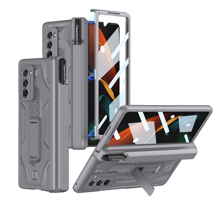 Samsung Galaxy Z Fold2 GKK Integrated Folding Battle Shell PC Phone Case with Pen Box (Grey)