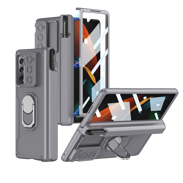 Samsung Galaxy Z Fold2 GKK Integrated Folding Armored Shell PC Phone Case with Pen Box (Grey)