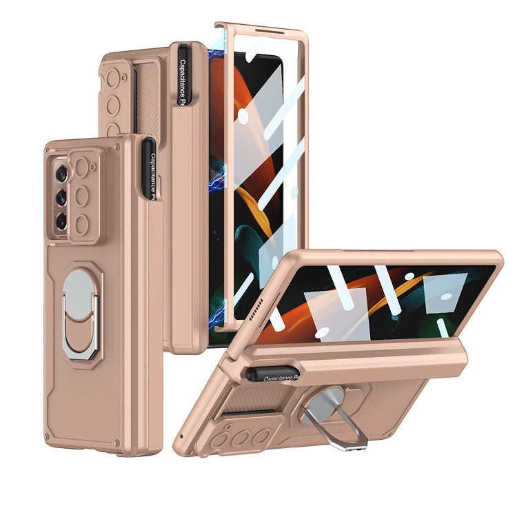 Samsung Galaxy Z Fold2 GKK Armored Phone Case with Stylus Storage (Gold)