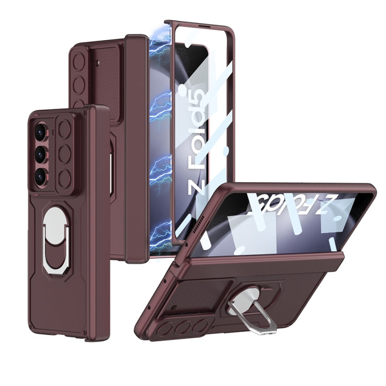 GKK Integrated Folding Armored Shell PC Phone Case for Samsung Galaxy Z Fold5 (Wine Red)