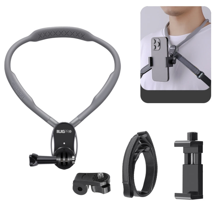 RUIGPRO Lazy Neck Bracket POV View Mount With Phone Clamp & Adapter - Ultimate Hands-Free Photography and Videography Accessory