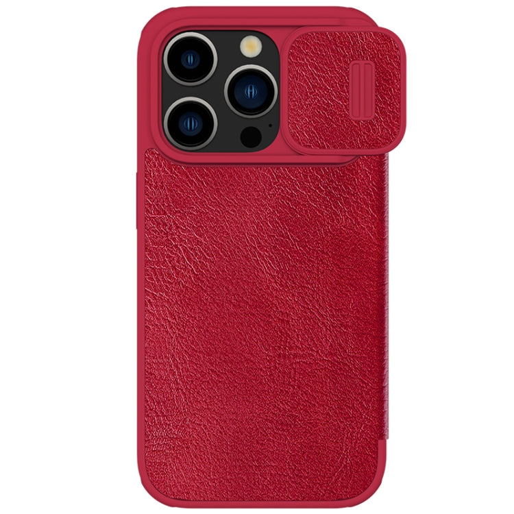 NILLKIN QIN Series Pro Sliding Camera Cover Leather Phone Case for iPhone 15 Pro (Red)