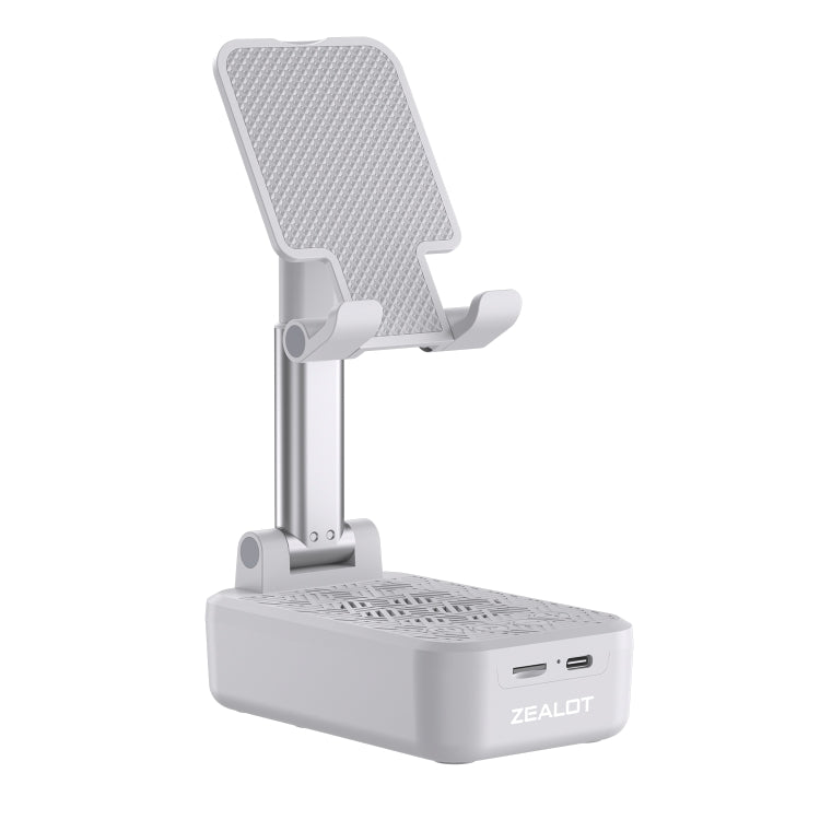 Zealot Z7 2-in-1 Foldable Phone Holder with Wireless Bluetooth Speaker (White)