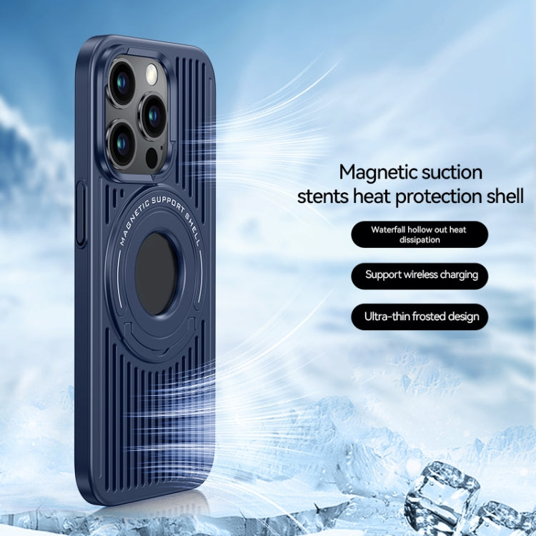 Cooling MagSafe Magnetic Ring Holder Phone Case for iPhone 15 Pro (Blue)
