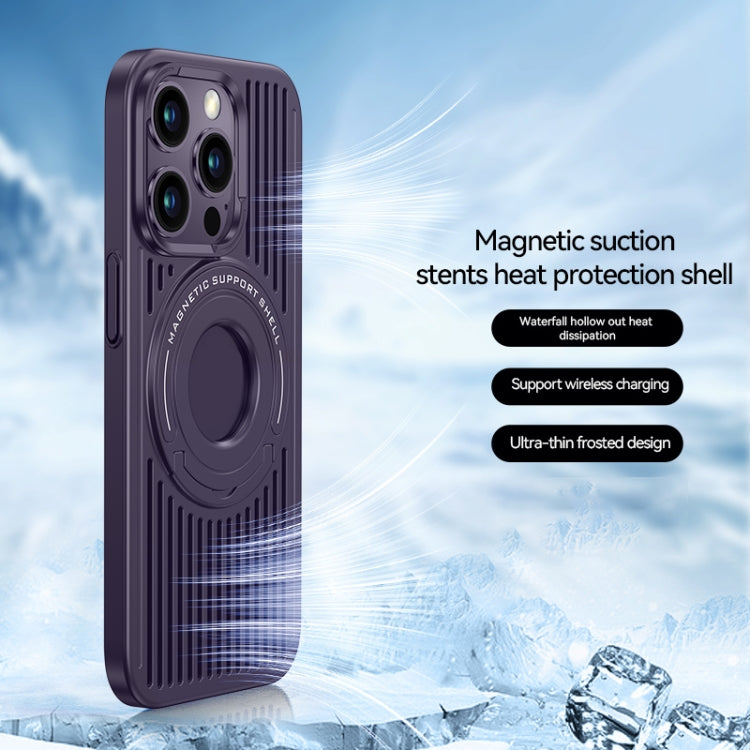 Cooling MagSafe Magnetic Ring Holder Phone Case for iPhone 15 Pro (Purple)
